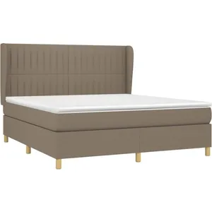 vidaXL Sommier à lattes de lit avec matelas Taupe 160x200 cm Tissu pas cher