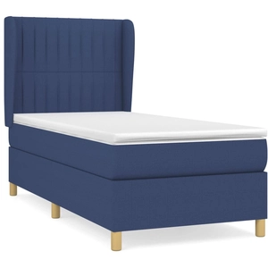 vidaXL Sommier à lattes de lit avec matelas Bleu 160x200 cm Tissu pas cher