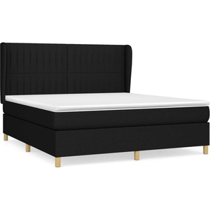 vidaXL Sommier à lattes de lit avec matelas Noir 180x200 cm Tissu pas cher
