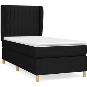 vidaXL Sommier à lattes de lit et matelas Noir 80x200 cm Tissu pas cher
