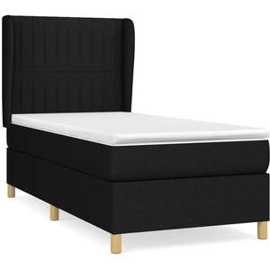vidaXL Sommier à lattes de lit avec matelas Noir 140x190 cm Tissu pas cher
