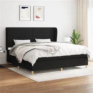 vidaXL Sommier à lattes de lit avec matelas Noir 200x200 cm Tissu pas cher