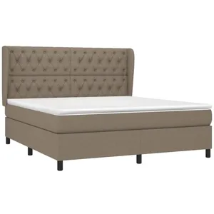 vidaXL Sommier à lattes de lit avec matelas Taupe 160x200 cm Tissu pas cher