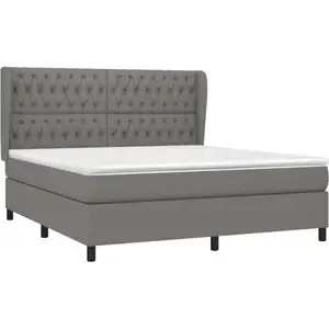 vidaXL Sommier à lattes de lit avec matelas Gris foncé 180x200cm Tissu pas cher