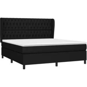 vidaXL Sommier à lattes de lit avec matelas Noir 180x200 cm Tissu pas cher