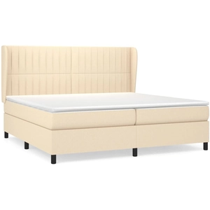 vidaXL Sommier à lattes de lit avec matelas Crème 200x200 cm Tissu pas cher
