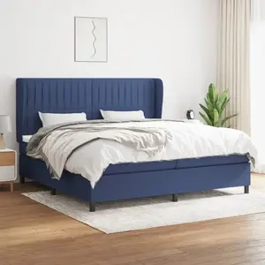 Non communiqué vidaXL Sommier à lattes de lit avec matelas Bleu 200x200 cm Tissu pas cher