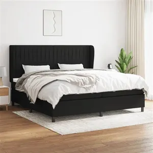 vidaXL Sommier à lattes de lit avec matelas Noir 200x200 cm Tissu pas cher