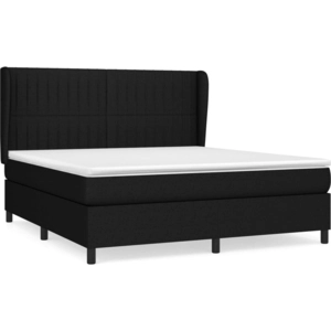 vidaXL Sommier à lattes de lit avec matelas Noir 160x200 cm Tissu pas cher