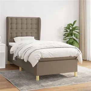 vidaXL Sommier à lattes de lit avec matelas Taupe 90x190 cm Tissu pas cher