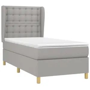 vidaXL Sommier à lattes de lit et matelas Gris clair 90x190 cm Tissu pas cher