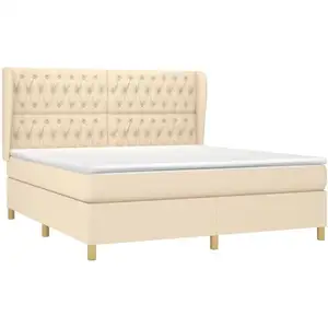 vidaXL Sommier à lattes de lit avec matelas Crème 180x200 cm Tissu pas cher