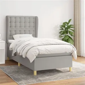 vidaXL Sommier à lattes de lit avec matelas Gris clair 80x200 cm Tissu pas cher