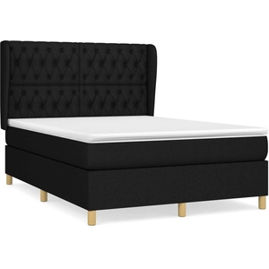 vidaXL Sommier à lattes de lit avec matelas Noir 140x200 cm Tissu pas cher