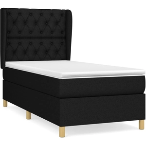 vidaXL Sommier à lattes de lit avec matelas Noir 90x200 cm Tissu pas cher