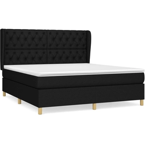 vidaXL Sommier à lattes de lit avec matelas Noir 160x200 cm Tissu pas cher