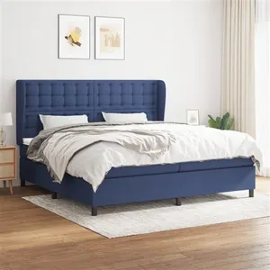 vidaXL Sommier à lattes de lit avec matelas Bleu 200x200 cm Tissu pas cher