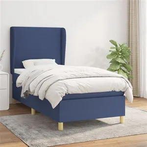 vidaXL Sommier à lattes de lit avec matelas Bleu 80x200 cm Tissu pas cher