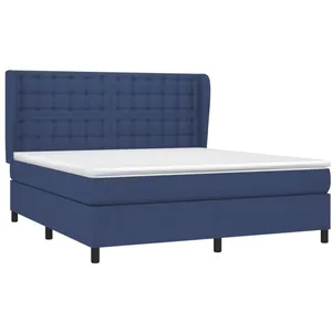 vidaXL Sommier à lattes de lit avec matelas Bleu 180x200 cm Tissu pas cher