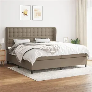 vidaXL Sommier à lattes de lit avec matelas Taupe 200x200 cm Tissu pas cher