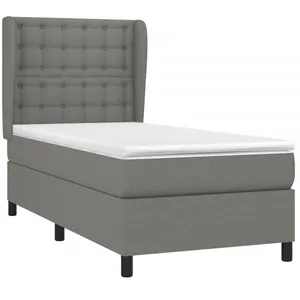 vidaXL Sommier à lattes de lit avec matelas Gris foncé 90x200 cm Tissu pas cher