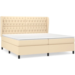 vidaXL Sommier à lattes de lit avec matelas Crème 200x200 cm Tissu pas cher