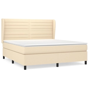 vidaXL Sommier à lattes de lit avec matelas Crème 180x200 cm Tissu pas cher
