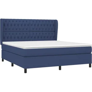 vidaXL Sommier à lattes de lit avec matelas Bleu 180x200 cm Tissu pas cher