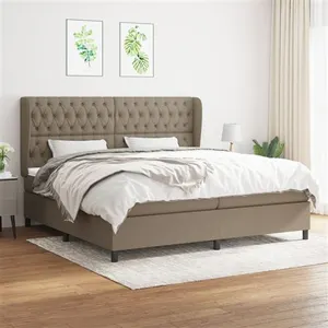 vidaXL Sommier à lattes de lit avec matelas Taupe 200x200 cm Tissu pas cher