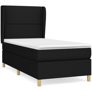vidaXL Sommier à lattes de lit avec matelas Noir 180x200 cm Tissu pas cher