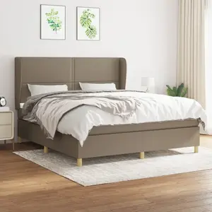 vidaXL Sommier à lattes de lit avec matelas Taupe 180x200 cm Tissu