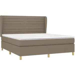 vidaXL Sommier à lattes de lit avec matelas Taupe 160x200 cm Tissu pas cher