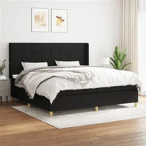 vidaXL Sommier à lattes de lit avec matelas Noir 200x200 cm Tissu pas cher