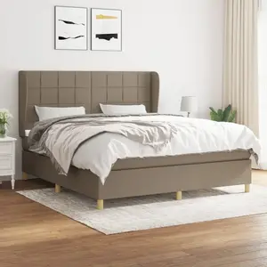 vidaXL Sommier à lattes de lit avec matelas Taupe 180x200 cm Tissu pas cher