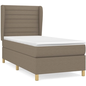 vidaXL Sommier à lattes de lit avec matelas Taupe 140x190 cm Tissu pas cher