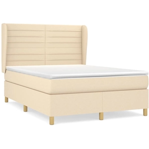 vidaXL Sommier à lattes de lit avec matelas Crème 140x190 cm Tissu pas cher