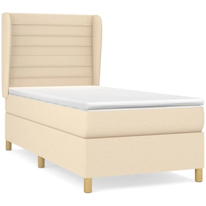 vidaXL Sommier à lattes de lit et matelas Crème 90x190 cm Tissu pas cher