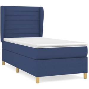 vidaXL Sommier à lattes de lit avec matelas Bleu 90x190 cm Tissu pas cher