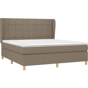 vidaXL Sommier à lattes de lit avec matelas Taupe 160x200 cm Tissu pas cher