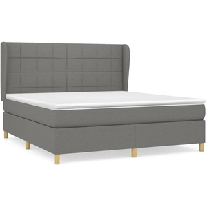 vidaXL Sommier à lattes de lit avec matelas Gris foncé 160x200cm Tissu pas cher