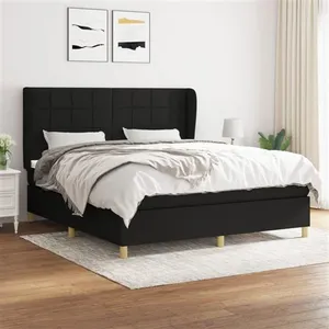 vidaXL Sommier à lattes de lit avec matelas Noir 160x200 cm Tissu pas cher