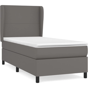 vidaXL Sommier à lattes de lit avec matelas Gris 160x200 cm Similicuir pas cher