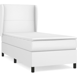 vidaXL Sommier à lattes de lit avec matelas Blanc 140x190cm Similicuir pas cher