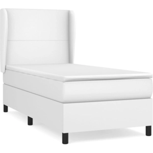 vidaXL Sommier à lattes de lit avec matelas Blanc 90x190 cm Similicuir pas cher