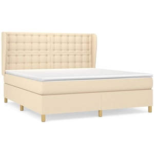 vidaXL Sommier à lattes de lit avec matelas Crème 160x200 cm Tissu pas cher