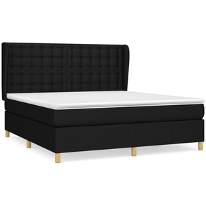 vidaXL Sommier à lattes de lit avec matelas Noir 160x200 cm Tissu pas cher