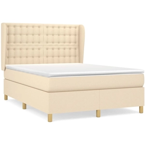 vidaXL Sommier à lattes de lit avec matelas Crème 140x200 cm Tissu pas cher
