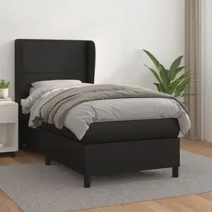 vidaXL Sommier à lattes de lit avec matelas Noir 100x200 cm Similicuir pas cher