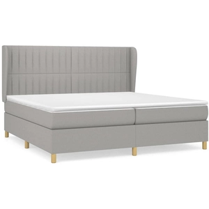 vidaXL Sommier à lattes de lit avec matelas Gris clair 200x200cm Tissu pas cher