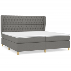 vidaXL Sommier à lattes de lit avec matelas Gris foncé 200x200cm Tissu pas cher